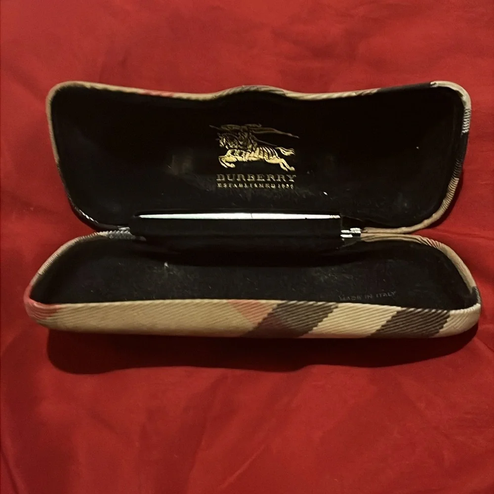 Burberry Beige and Red Plaid Glasses Case